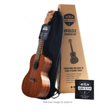 Official Kala Learn to Play Ukulele Concert Starter Kit, Satin Mahogany – Includes online lessons, tuner app, and booklet